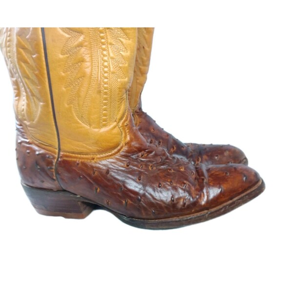 Rudel Western Boots Men\'s Size 9.5 E Ostrich Embossed Leather Brown main image 15